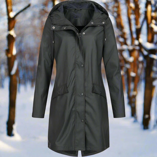 Eleanor Hooded Rain Jacket | Relaxed Fit Mid-Thigh Rain Jacket