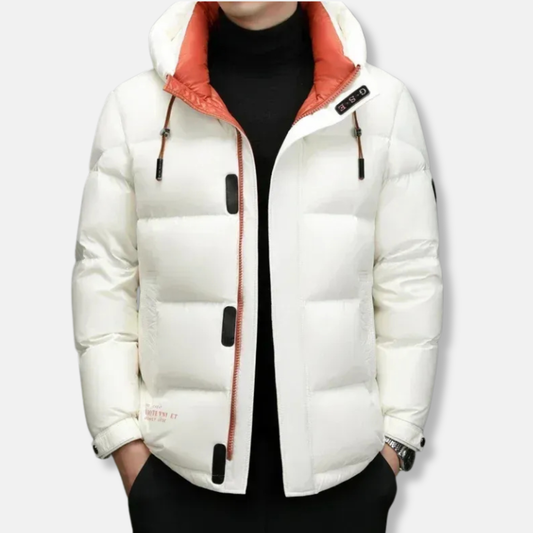 Men's Down Jacket – Regular Fit – Water-Repellent – Hood – Zipper and Buttons
