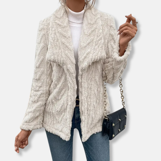 Women's Jacket – Fleece – Relaxed Fit – Open Front – Shawl Collar – Hip Length