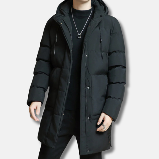 Men’s Jacket - Quilted Insulation - Long Fit - Hooded - Mid-Thigh Length