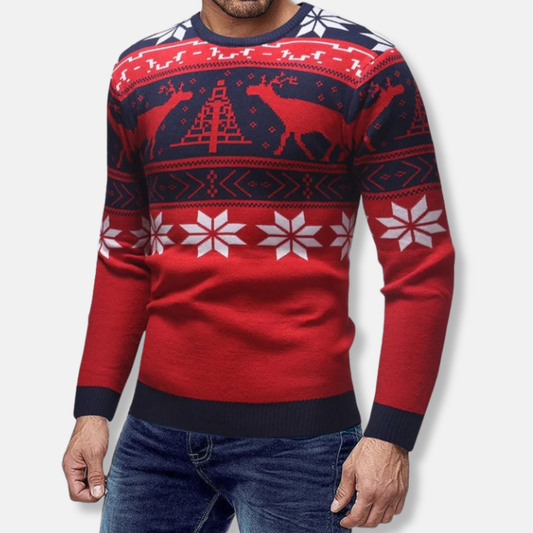 Domenico Regular Fit Sweater | Fair Isle Crewneck Sweater