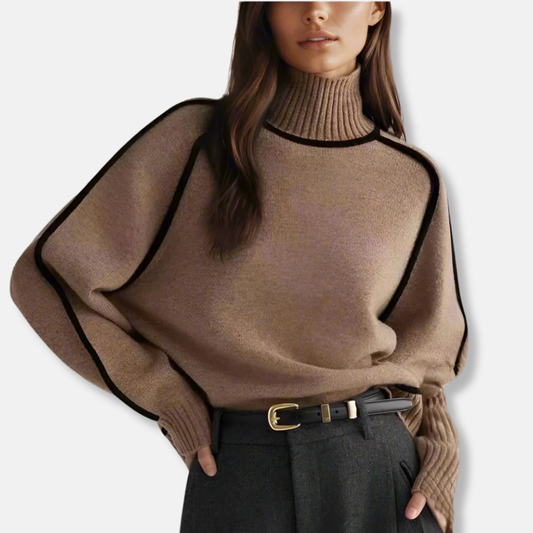 Aria Oversized Turtleneck Sweater | Batwing Sleeves Sweater
