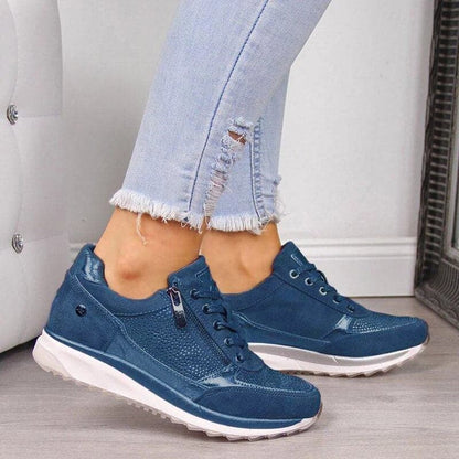 Women's Sneakers - Breathable Upper - Zipper Detail - Comfortable Sole