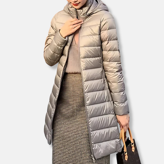 Women’s Puffer Jacket - Quilted - Lightweight - Slim Fit - Mid-Length - Hooded