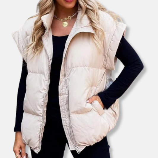 Erin Relaxed Fit Puffer Vest | High Collar, Quilted Puffer Vest