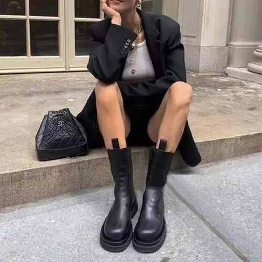 Women's Boots - Leather - Mid-Calf - Durable Sole - Comfortable Fit