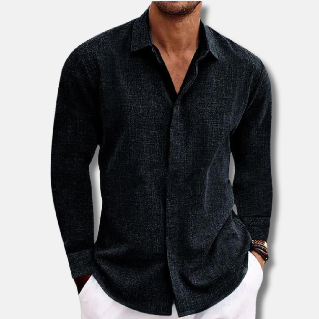 Elijah Linen Relaxed Fit Button-Up Shirt | Solid Button-Up Shirt