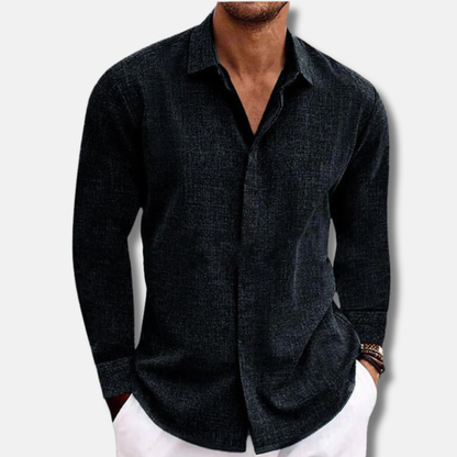 Elijah Linen Relaxed Fit Button-Up Shirt | Solid Button-Up Shirt