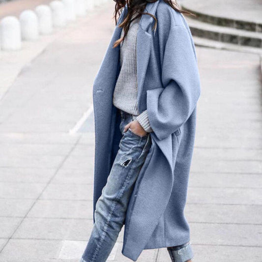 Chloe Wool Oversized Long Coat | Open Front Mid-Calf Coat