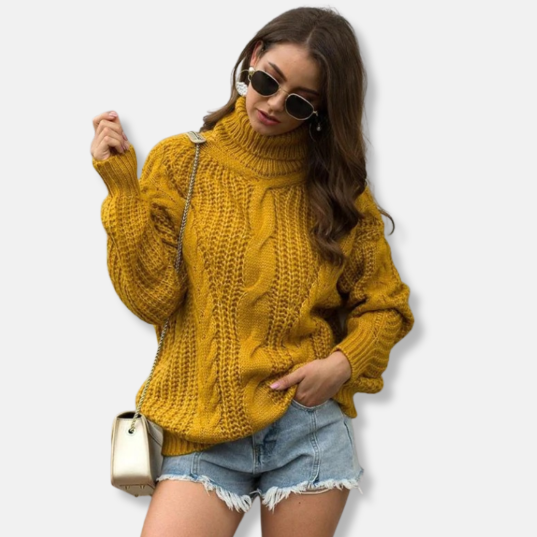 Isabella Oversized Turtleneck Sweater | Cable Knit Sweater