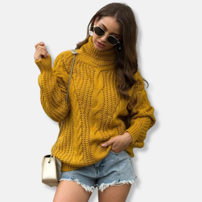 Isabella Oversized Turtleneck Sweater | Cable Knit Sweater
