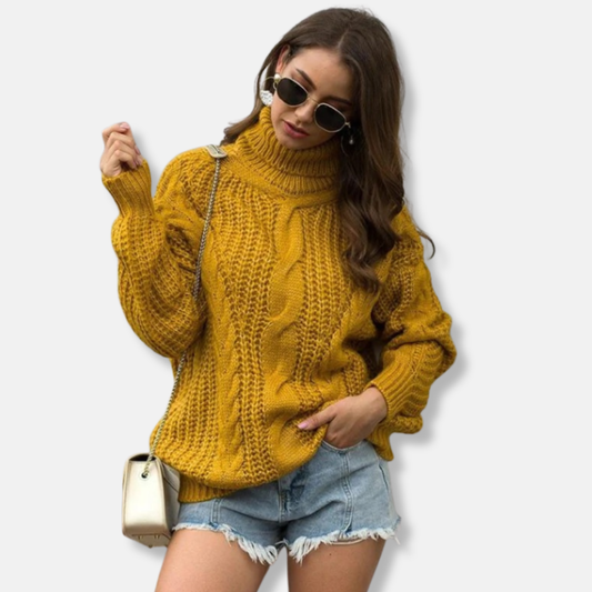 Isabella Oversized Turtleneck Sweater | Cable Knit Sweater
