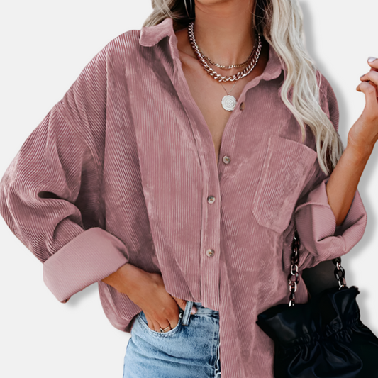 Women's Jacket – Corduroy – Oversized Fit – Button Front – Hip Length Casual