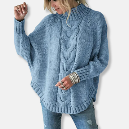 Jessica Wool Oversized Turtleneck Sweater | Cable Knit Sweater
