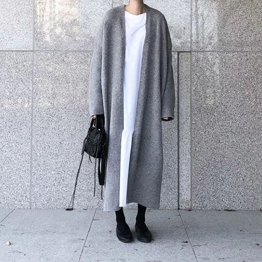 Women's Long Cardigan - Oversized Fit - Open Front - Soft and Comfortable