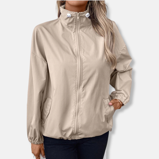 Women's Jacket – Relaxed Fit – Water-Repellent Windproof – Zipper and Pockets