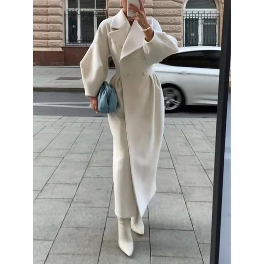 Kvinne Trenchcoat – Ullblanding – Dobbeltspent – Lang og Elegant Passform