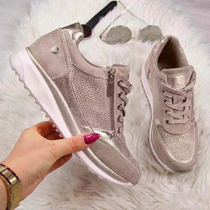 Women's Sneakers - Breathable Upper - Zipper Detail - Comfortable Sole