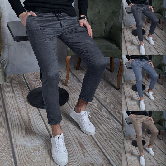 Herre Joggebukse – Slim Fit – Ankel-Lengde – Elastisk Linning med Snøring