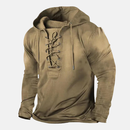 Salvatore Lace-Up Hooded Sweater | Front Pockets Hooded Sweater