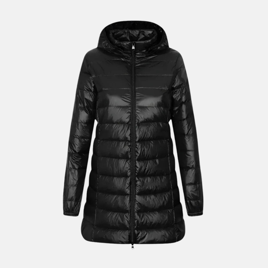 Women's Down Jacket – Tailored Fit – Mid-Length – Padded – Water-Repellent – Hood