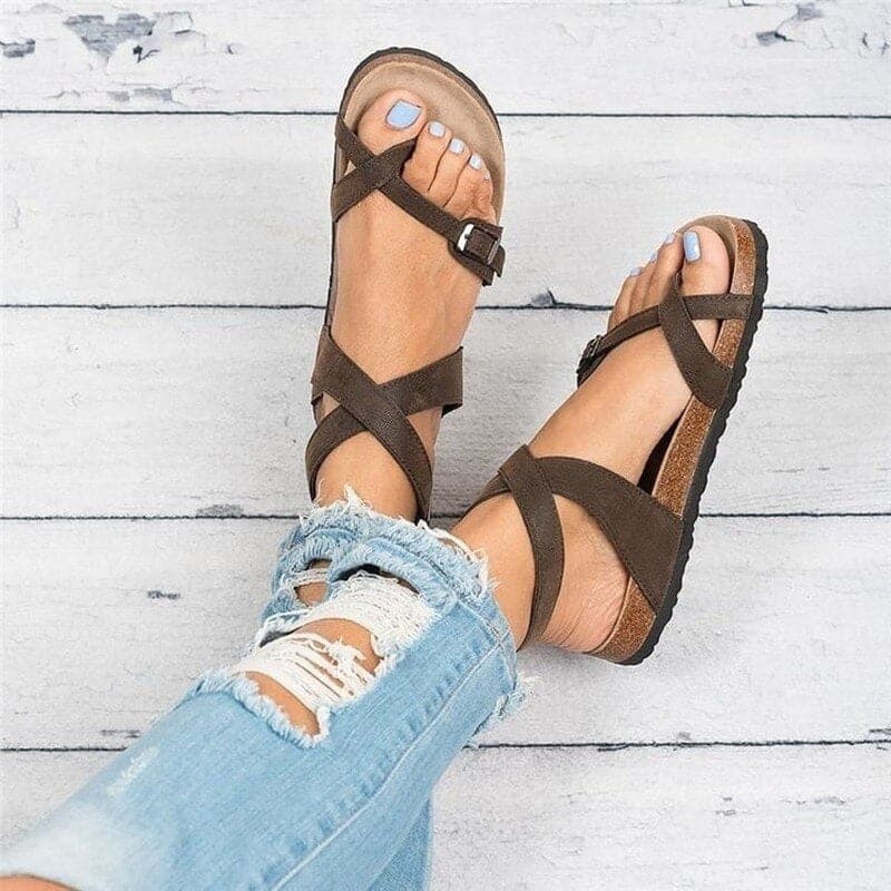 Women's Sandals – Comfortable Cork Sole – Adjustable Leather Straps – Ergonomic Fit