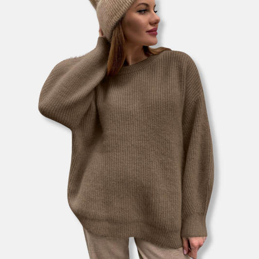 Women's Sweater – Soft Knit – Ribbed Texture – Oversized Fit – Long Sleeves