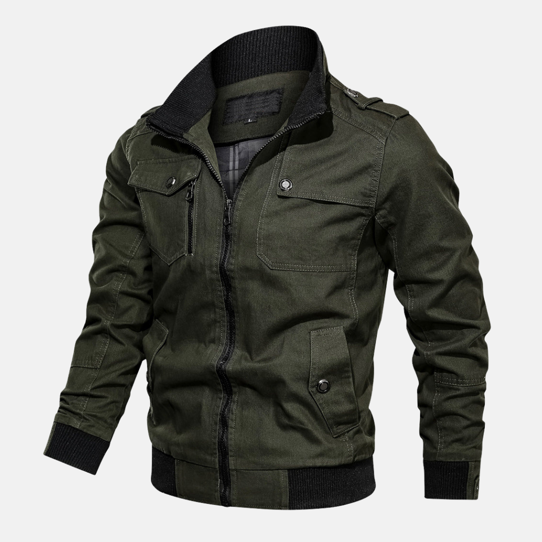 Men's Bomber Jacket – Regular Fit – Bomber Design with Ribbed Edges and Epaulettes – Multiple Pockets