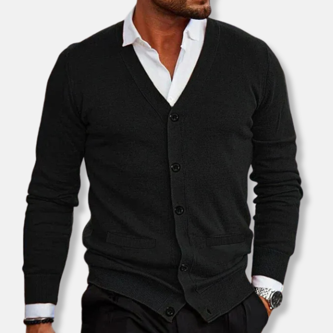 Tommaso Slim Fit Cardigan | V-Neck, Patch Pockets Cardigan