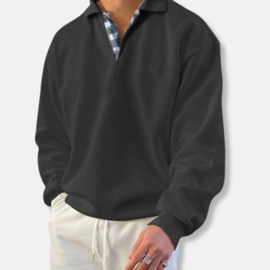 Luigi Loose Fit Sweater | Collared V-Neck, Ribbed Cuffs Sweater