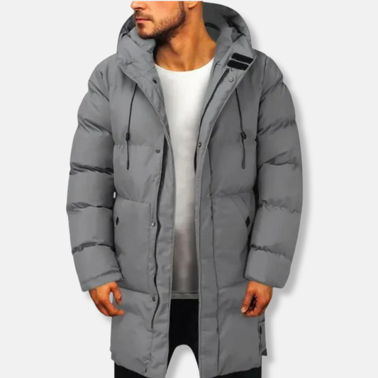 Roberto Quilted Puffer Jacket | Hooded Knee-Length Jacket