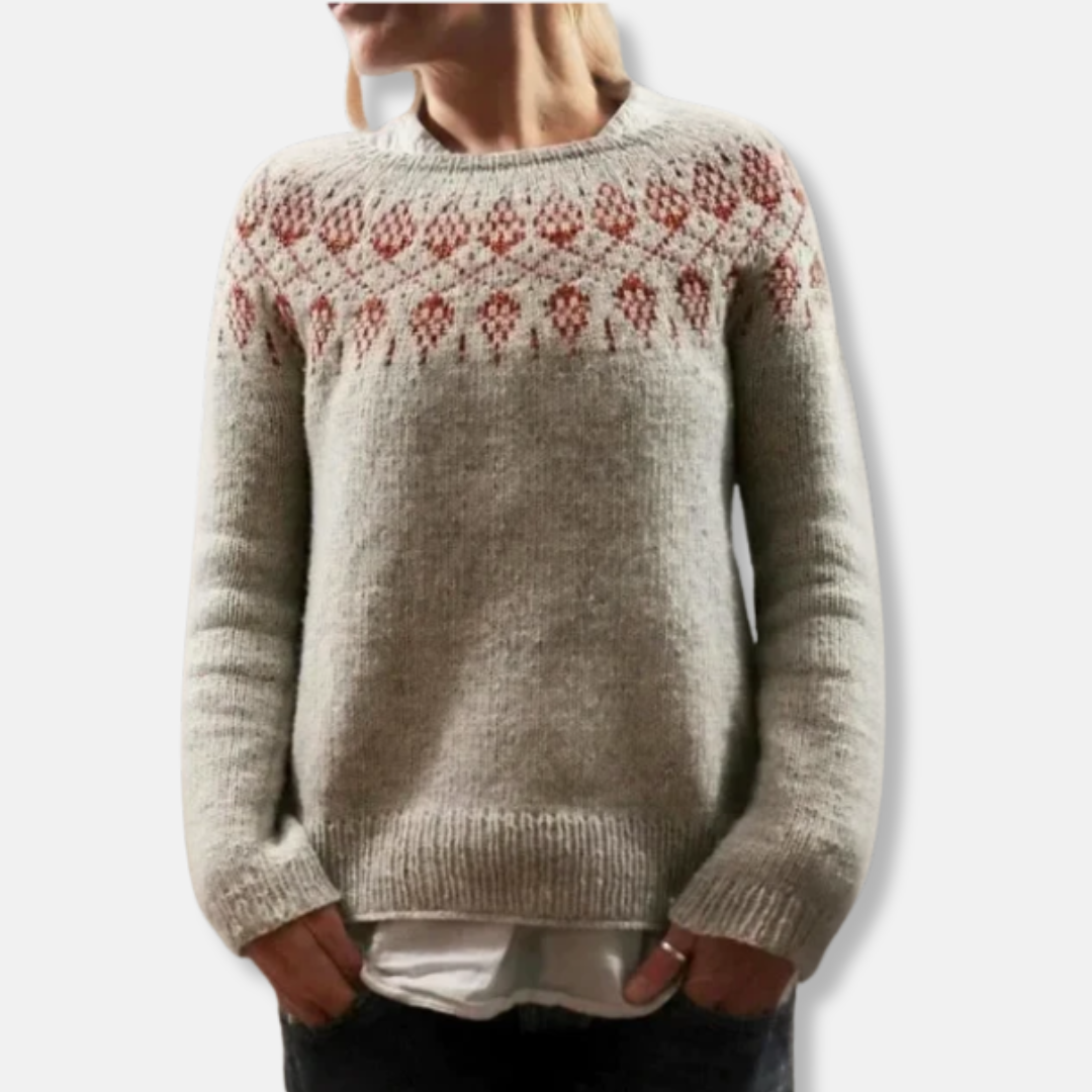 Jessica Wool Crewneck Sweater | Nordic Yoke Relaxed Fit Sweater