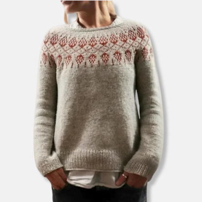 Jessica Wool Crewneck Sweater | Nordic Yoke Relaxed Fit Sweater