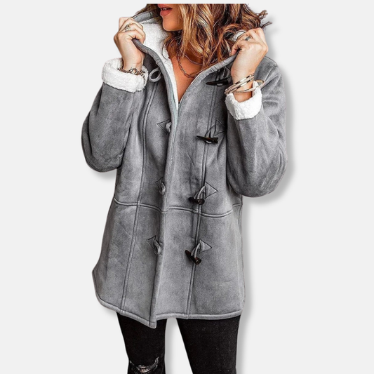 Women's Fleece Jacket – Hood – Fur-Lined – Relaxed Fit – Mid-Length