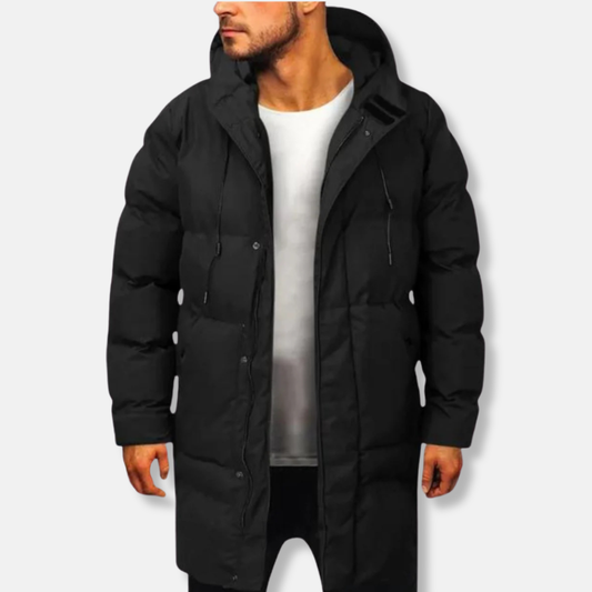 Men's Down Jacket – Regular Fit – Padded Insulation – Hood – Mid-Length