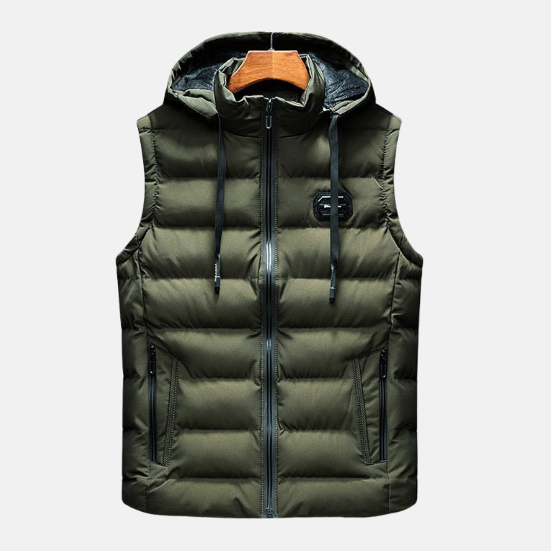 Reggie Hooded Puffer Vest | Quilted, Zip Front Puffer Vest