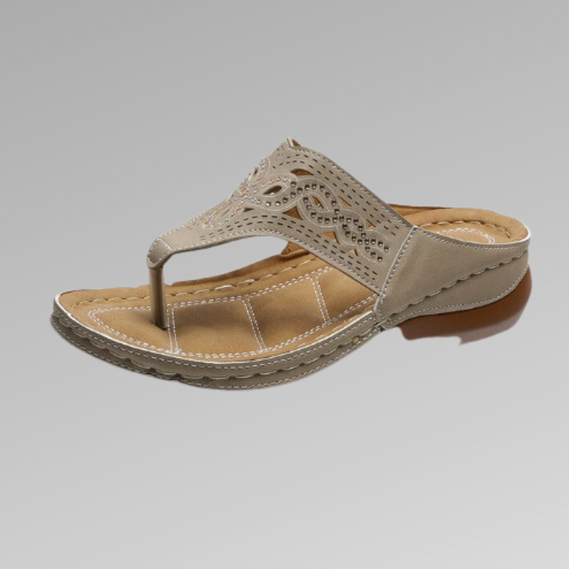 Women's Sandals - Comfortable Toe Sandals - Sole - Elegant Carved Design