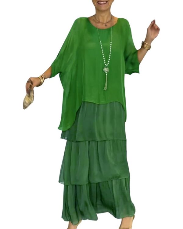 Dress woman – Ankle length – Oversized fit – Airy fabric – Layered design