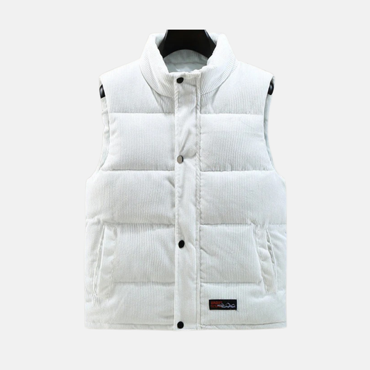 Men's Vest – Corduroy Quilted – Relaxed Fit – High Collar – Snap Buttons