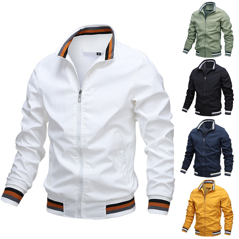 Men's Bomber Jacket – Waterproof – Ribbed Cuffs and Collar – Zipper Closure