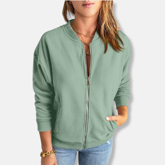 Women's Jacket – Lightweight – Relaxed Fit – Zipper – Ribbed Edge