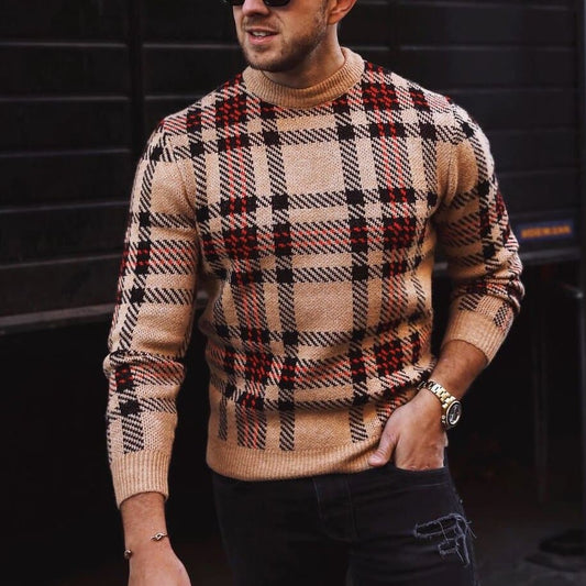Eduardo - Designer striped sweater with round neck
