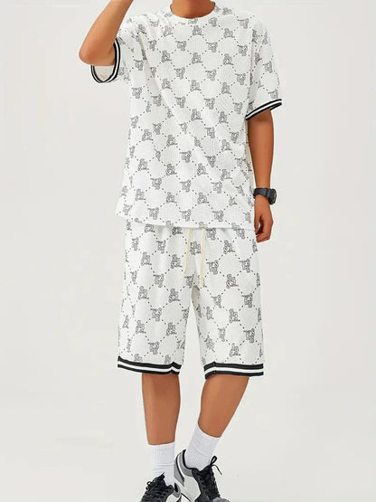 Men's Set – Short-Sleeved T-Shirt & Shorts – Breathable Fabric – Sporty & Relaxed Fit