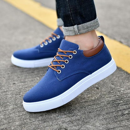 Herresneakers - Pustende Canvas - Gummisåle - Lav Topp - Komfortabel Hverdagssko