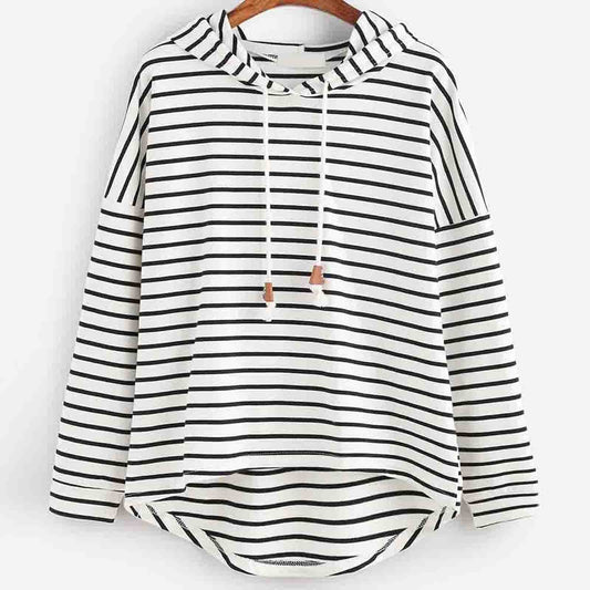 Dame Hettegenser - Stripet Design - Komfortabel Løs Passform - Langermet Casual