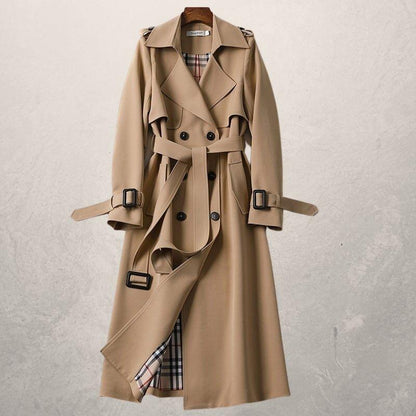 Dame Trenchcoat - Dobbeltspent - Midjebelte - Stormklaff - Justerbare Mansjetter