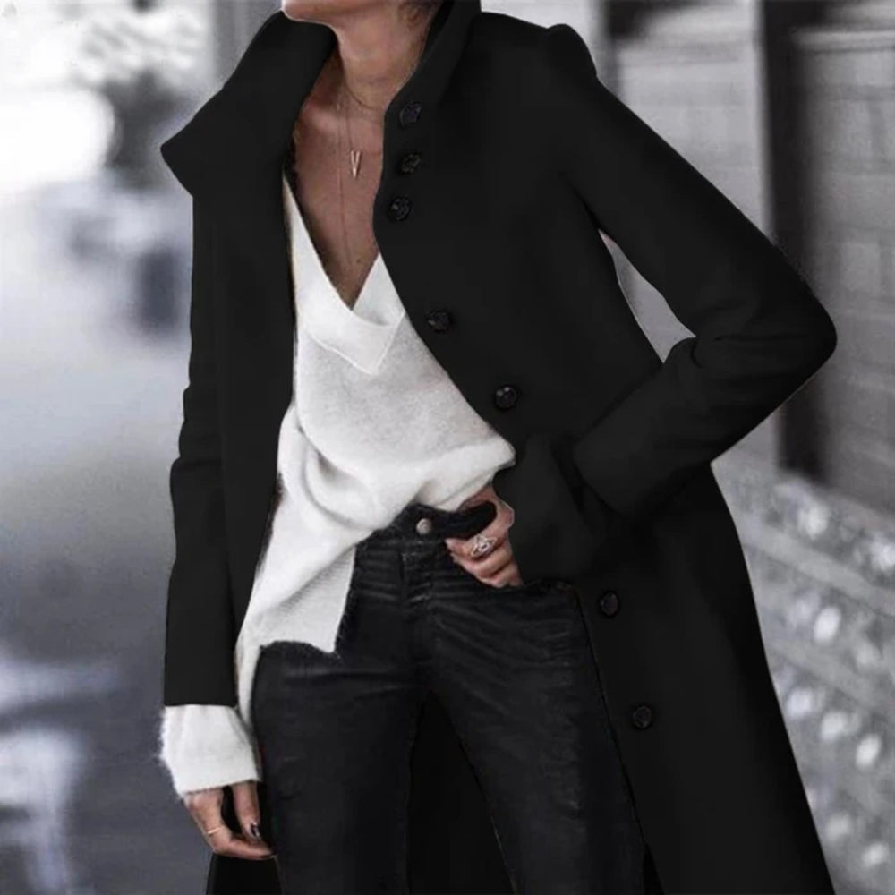 Everly - Stylish long coat with buttons