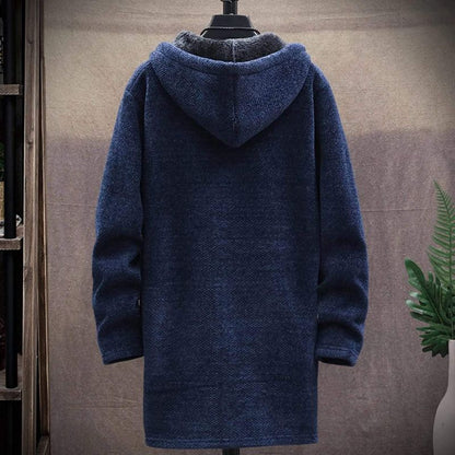 Herre Hettecardigan - Strikket Tekstur - Foret med Fleece - Åpen Front - Med Sidelommer