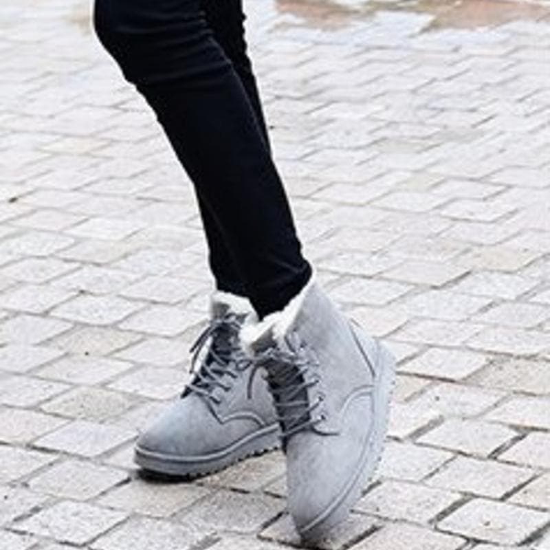 Women's Ankle Boots - Suede Look - Warm Lined - Lacing - Rubber Sole