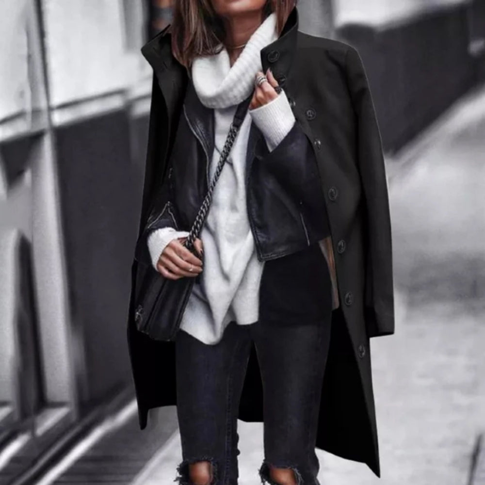 Everly - Stylish long coat with buttons